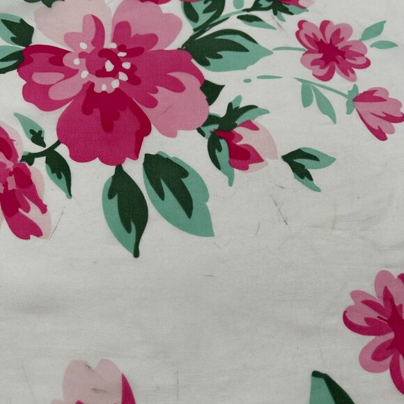 JUICY COUTURE *Flawed* Pink White Green Floral Rose Square Scarf Shawl Polyester - Picture 3 of 5